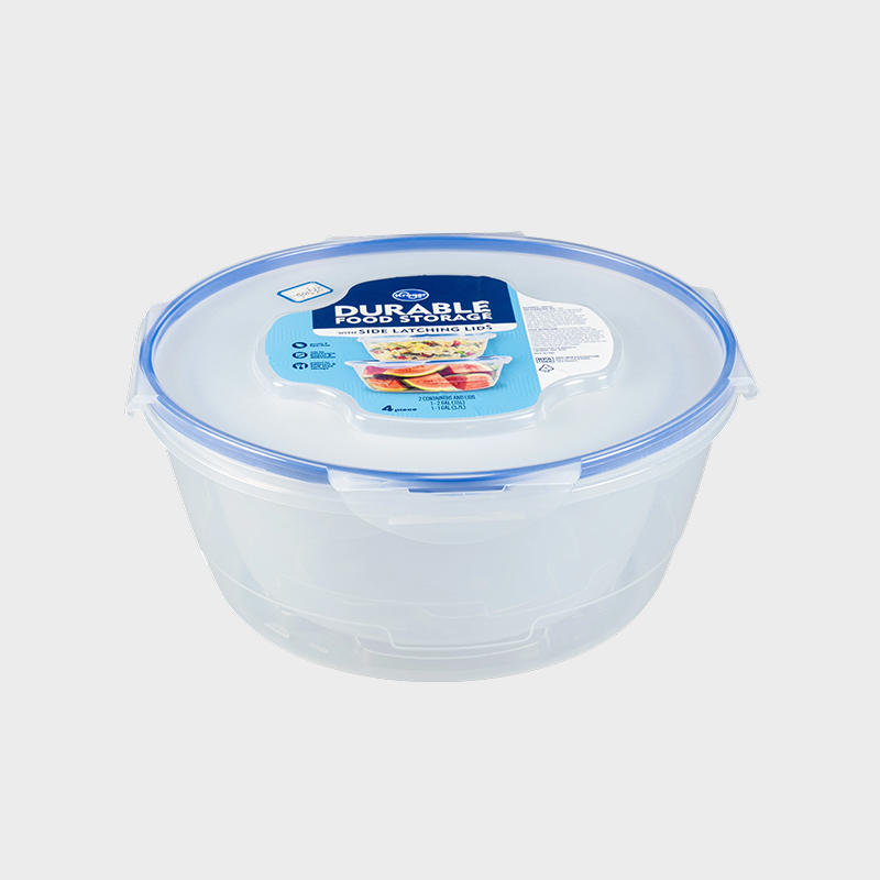 PFT006 商用グレードの丸型大容量 PP+TPR 食品保存容器 2 パックセット 4 サイドラッチ付きオーバーモールド蓋付き