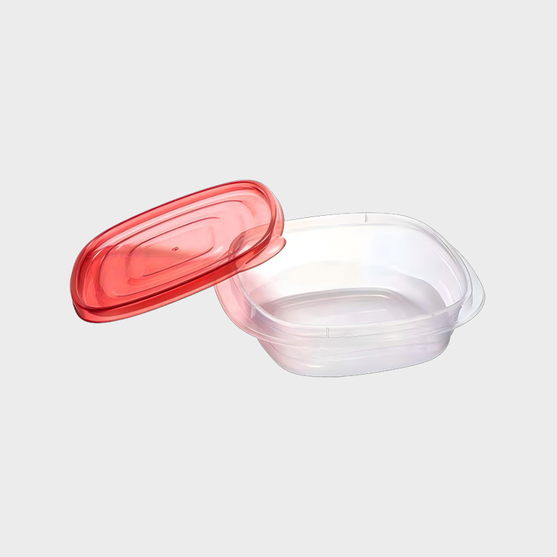 PFB018 650ml 微容量角型 PP 食品・農業用保存容器セット 赤蓋付き