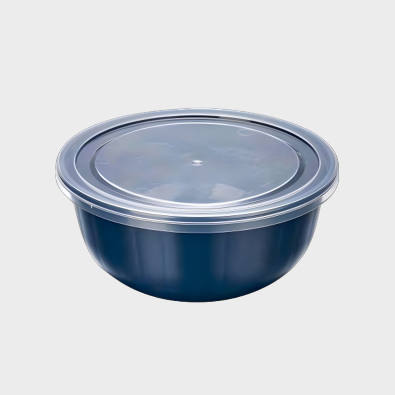 PFB021 885ml ラウンドボウル型ディープブルー PP 食品保存容器 透明蓋付き